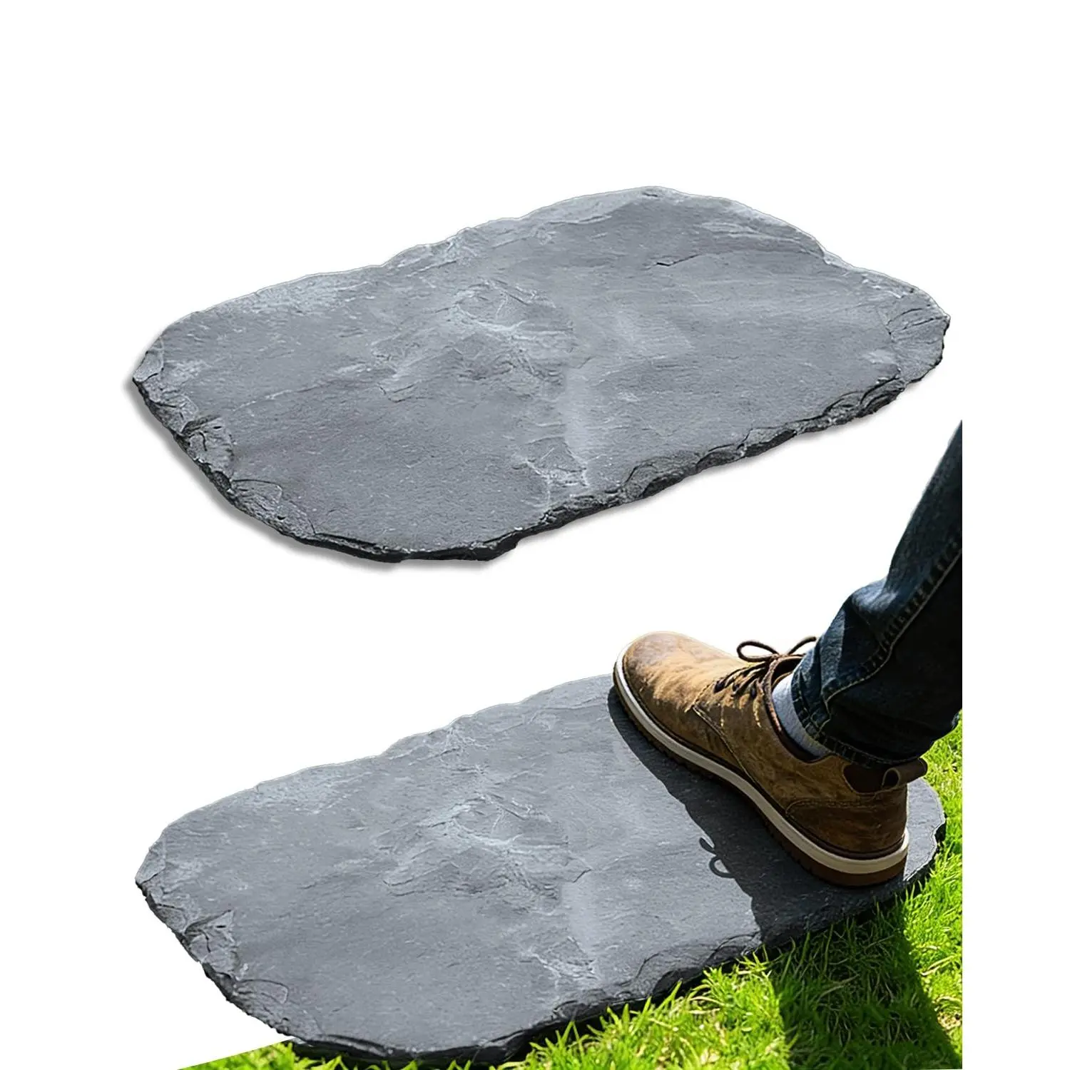 2 Pcs Natural Stepping Stones Outdoor, Irregular Garden Stepping Stones, 12''×16'' Walkway Paving Stones for Lawn, Yard and Patio Landscaping Decor