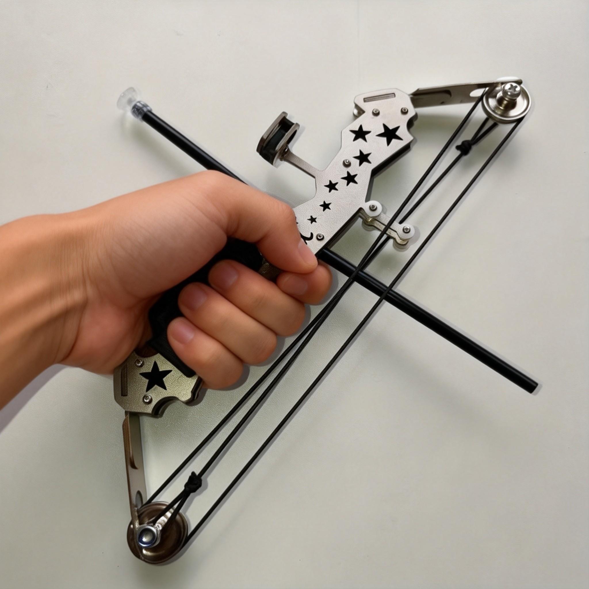 Multi-Functional Mini Bow Set, Stainless Steel, Precision Design, Ideal for Outdoor Fun and Practice, Includes 10 Arrows and Target