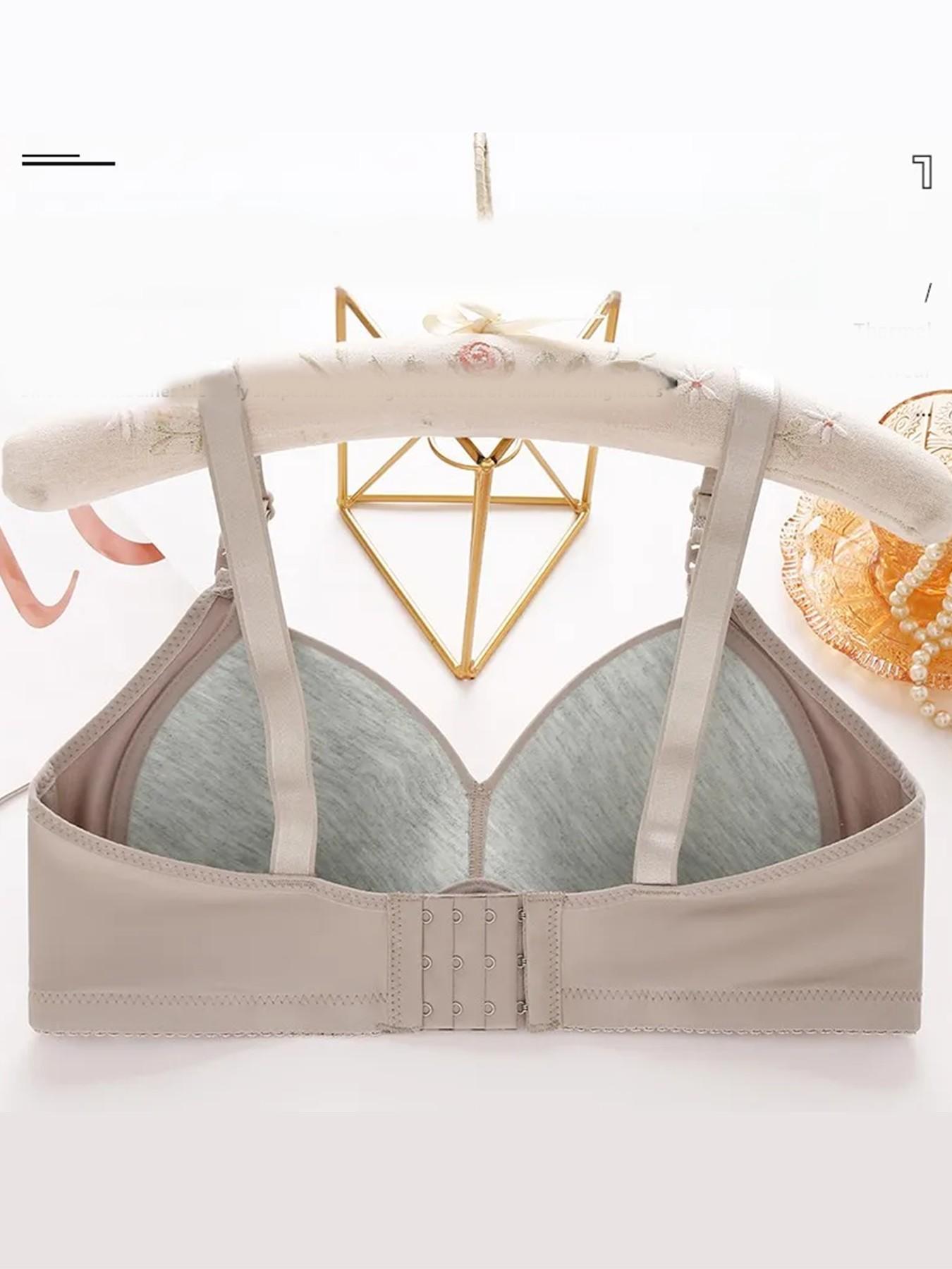 Women's Adjustable Strap Wireless Bra Set, Soft Comfortable Breathable Back Four Rows Buckle Lingerie, Casual Backless All Seasons Bras