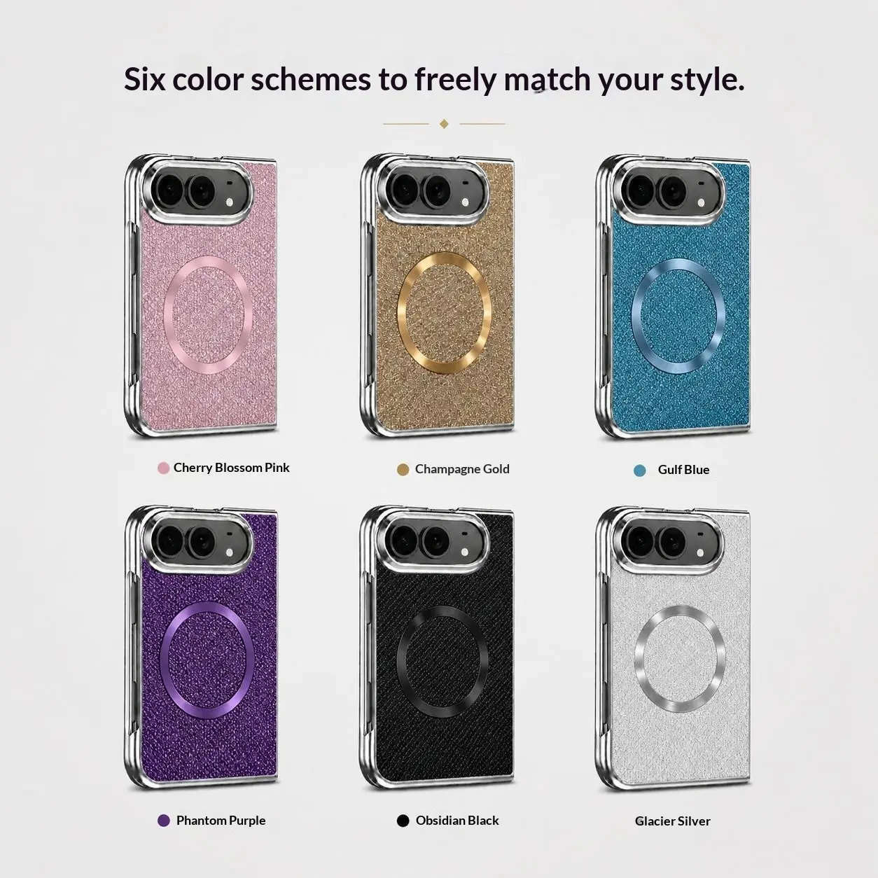 Glitter Magnetic Foldable Phone Case Compatible with IPhone Duo Foldable Screen, Integrated Case and Screen Protector, Electroplated PC, Luxurious and Shockproof Protective Cover