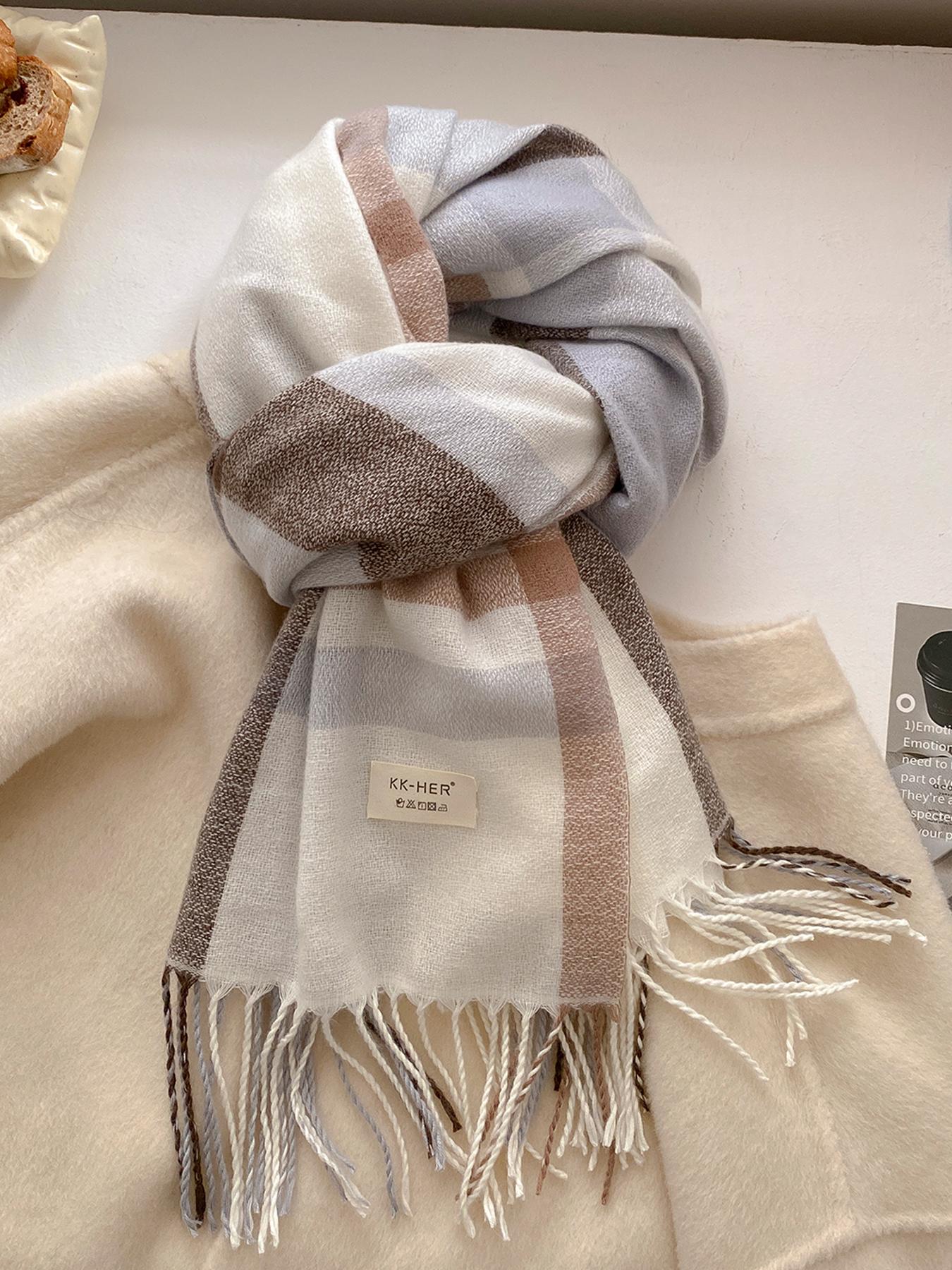 Elegant Plaid Scarf for Autumn & Winter, Soft Warm Shawl for Men & Women, Casual Fashion Accessory, Fitted Style, Checkered Scarf