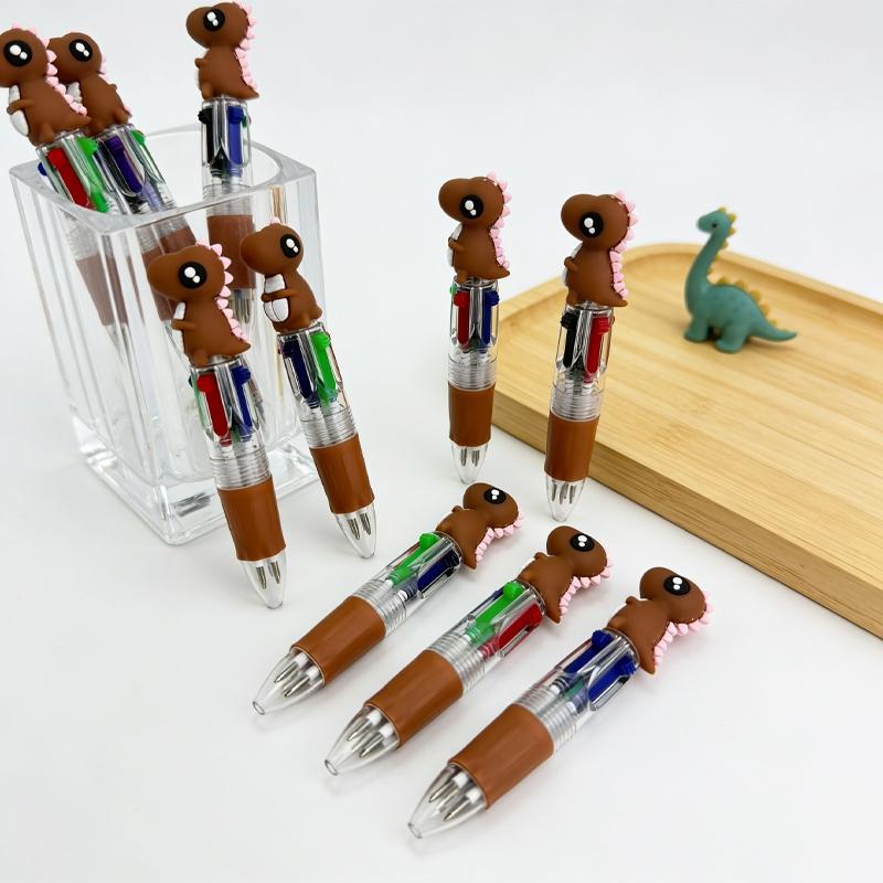 20/30pcs Creative and Cute Brown Little Dinosaur - themed Retractable Four - color Pen. The Dinosaur Series Press - type Gel Pen for Campus Design with Random Colors