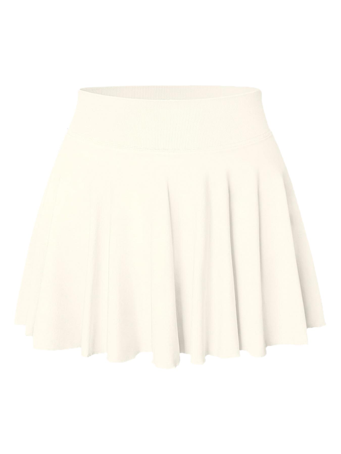 Women's Solid Color 2 in 1 High Waist Pocket Sports Skort, Casual Sporty Skort, Casual Comfy Breathable Skort for Tennis Golf, Ladies Sportswear for All Seasons