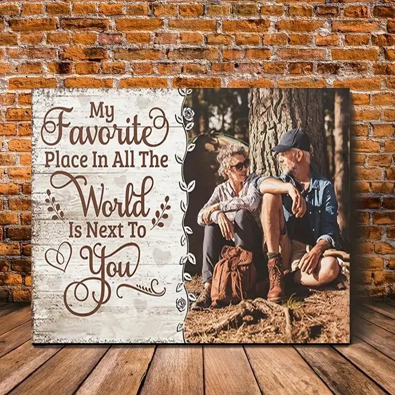 2D Flat Custom Print Couple Personalized Canvas Wall Art My Favorite Place Is Next To You Framed Ready To Hang Wrapped Canvas