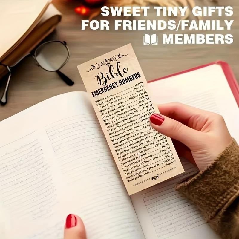 Bible Bookmarks, 20 Paper Bible Bookmarks, Church and Sunday School Supplies, Emergency Contact Numbers, Religious Gifts
