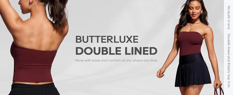 CRZ YOGA Butterluxe Double Lined Tube Tops for Women Basic Bandeau Cropped Tops Strapless Casual Going Out Crop Top