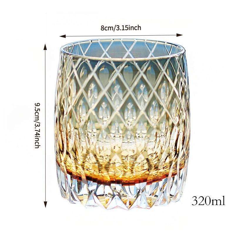 Handcrafted Edo Kiriko Crystal Whiskey Glass, 3-Color Colorful Glass, Luxury Gift Box, Perfect for Whisky Lovers, Unique Drinkware