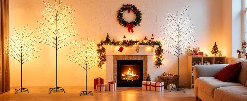 Lilypelle LED Lighted Trees for Christmas Indoor and Outdoor Decoration, 5Ft Warm White Light Metal Twinkling Tree for Holiday Party Home Yard Patio Decor, 8 Lighting Modes and Waterproof