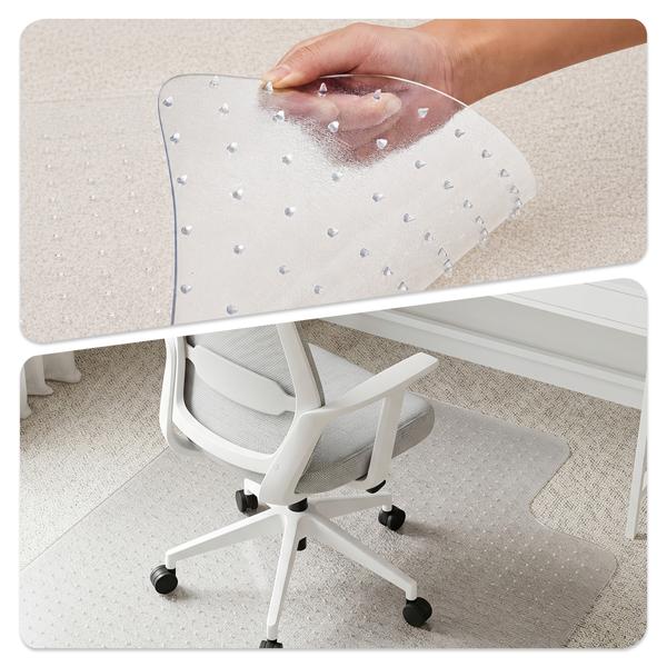 Clear PVC Office Chair Mat for Carpet, Non-Slip Desk Floor Protector with Studded Grip, Easy-Clean Transparent Rolling Chair Mat for Home Office, Computer Desk & Gaming Chair
