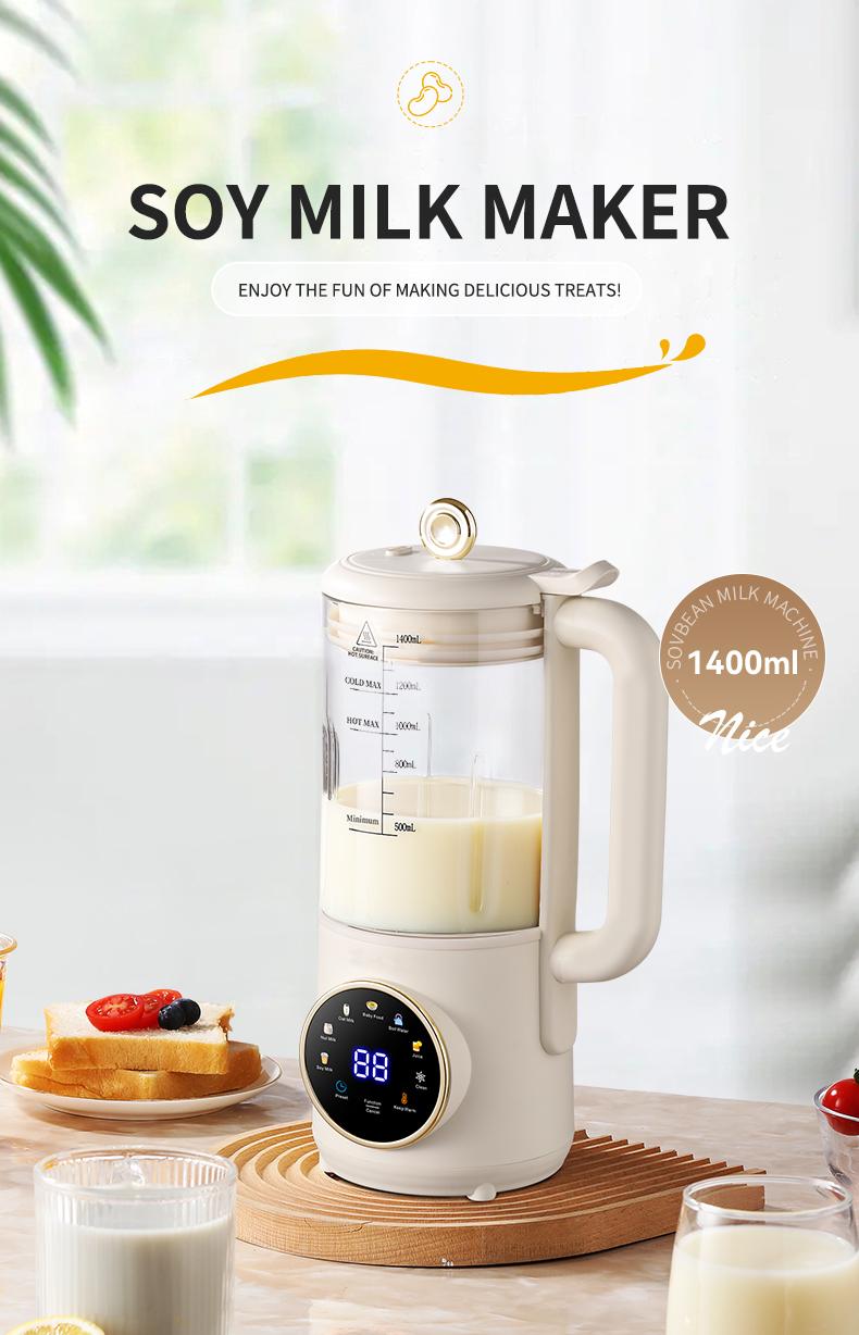 Multifunctional Soy Milk Maker with Timer Keep Warm Self Cleaning Juice Soy Milk Jam Making Functions 24 Hour Delay Start 7 Programs
