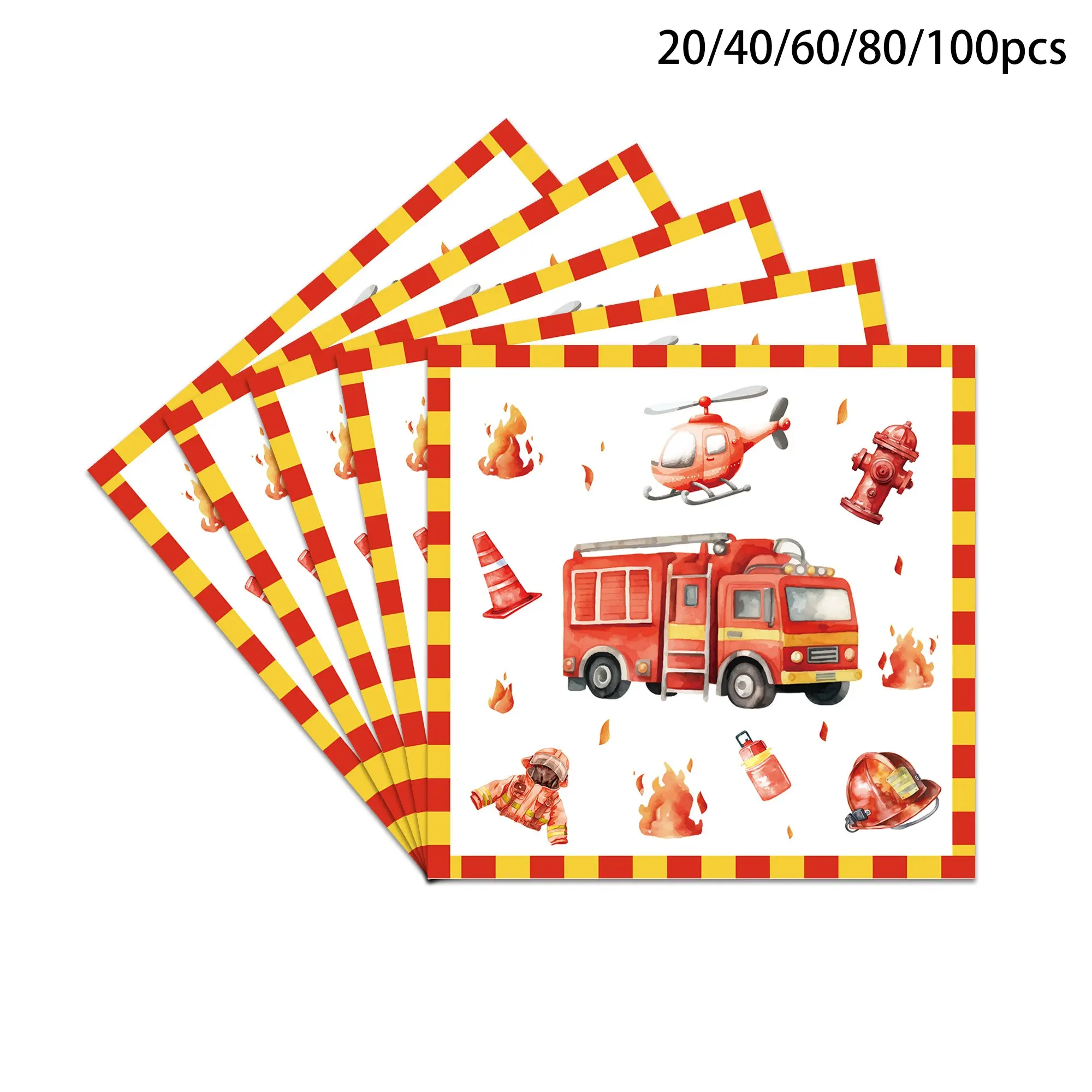 Fire Truck Party Napkins, Firefighter Birthday Party Decor, Disposable Paper Towels, Holiday Gifts, Indoor Outdoor Home Decor