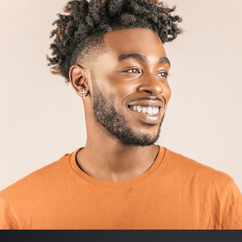 【#EE235】UCCIYO 18K Gold-Plated Cross Stud Earrings with Lab-Grown Moissanite Synthetic Moissanite Earrings For Women 925 Sterling Silver Stud Earring Men Hip Hop Jewelry Couple Gift