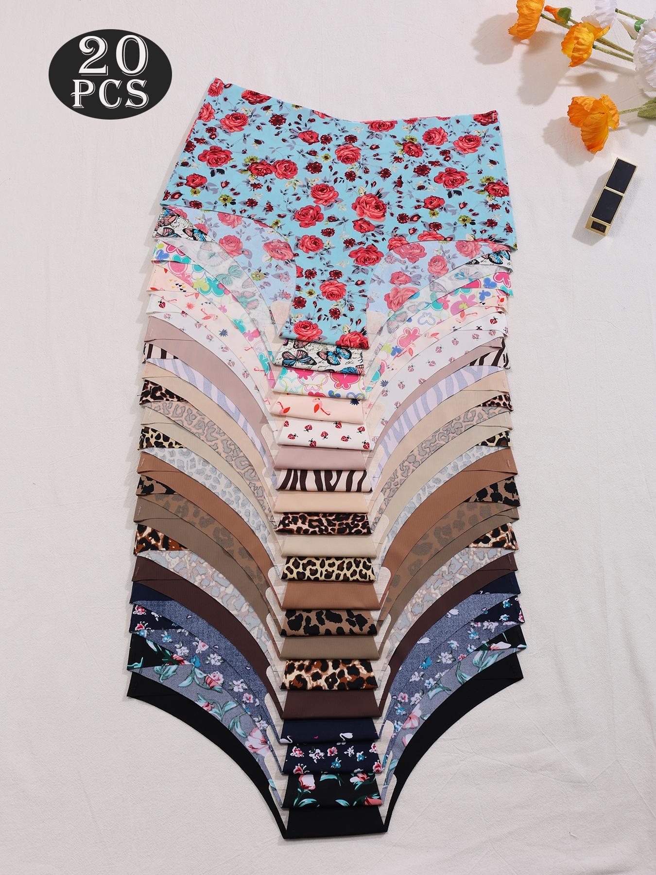 Women's Solid Color / Floral / All Over Print Panty, Cute Soft Comfy Breathable Seamless Knicker for Daily Wear, Underwear for All Seasons, Womenswear, Daily Casual Underwear, Seamless Breathable Design