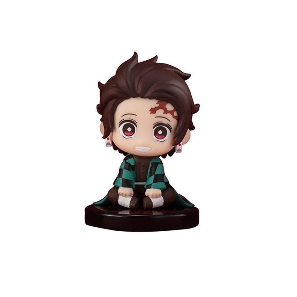 5-15pcs Q Version Demon Slayer Sitting Ghost Doll Tanjiro Nidouzi Inosuke Zenizu  Toy  Figural PVC Model Gift
