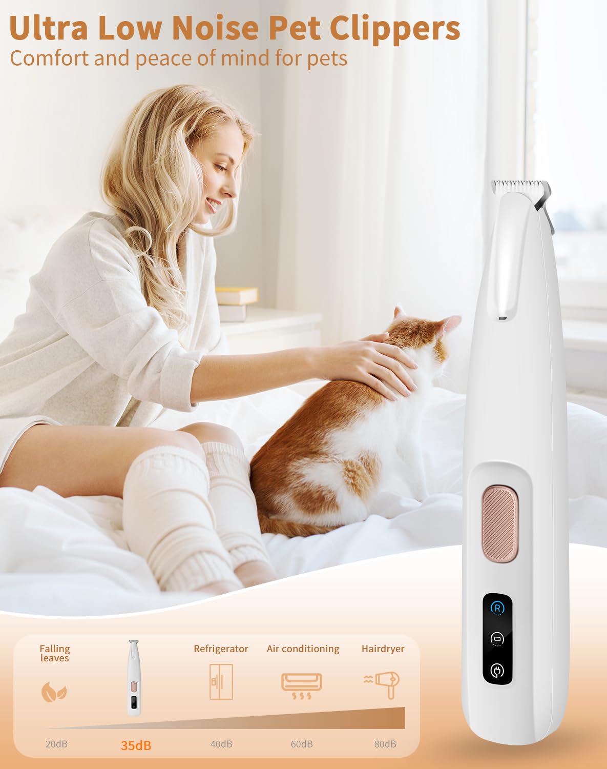 Dog Paw Trimmer with LED Light, Upgraded Paw Trimmer for Dogs, Electric Dog Clippers for Groomming with Led Display, Waterproof Low Noise Pet Hair Shaver for Dogs Cats