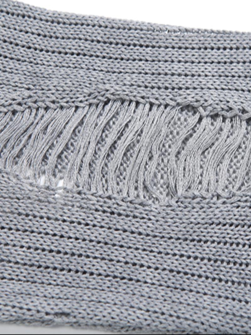 Women's Plain Slim-Fitting Ripped Knit Long Pants, Sexy Street Style Drop Waist Elastic Waist, Fashion Creative Hollow Out Design