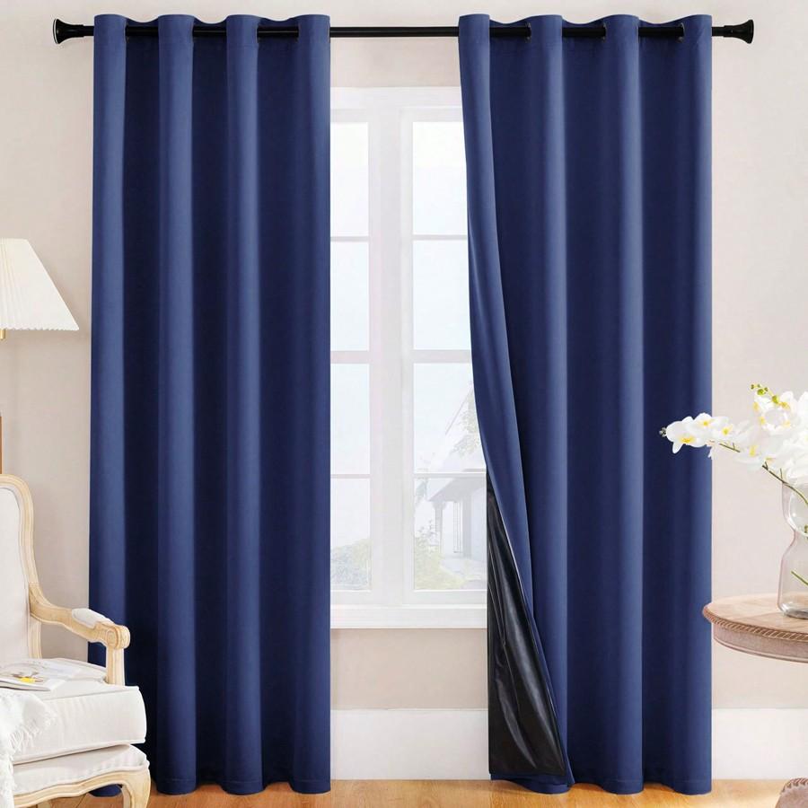 2pcs Blackout Sunscreen Curtains, 100% Light Blocking, Durable & Stylish, Ideal for Bedroom/dining Room/living Room, Enhances Privacy