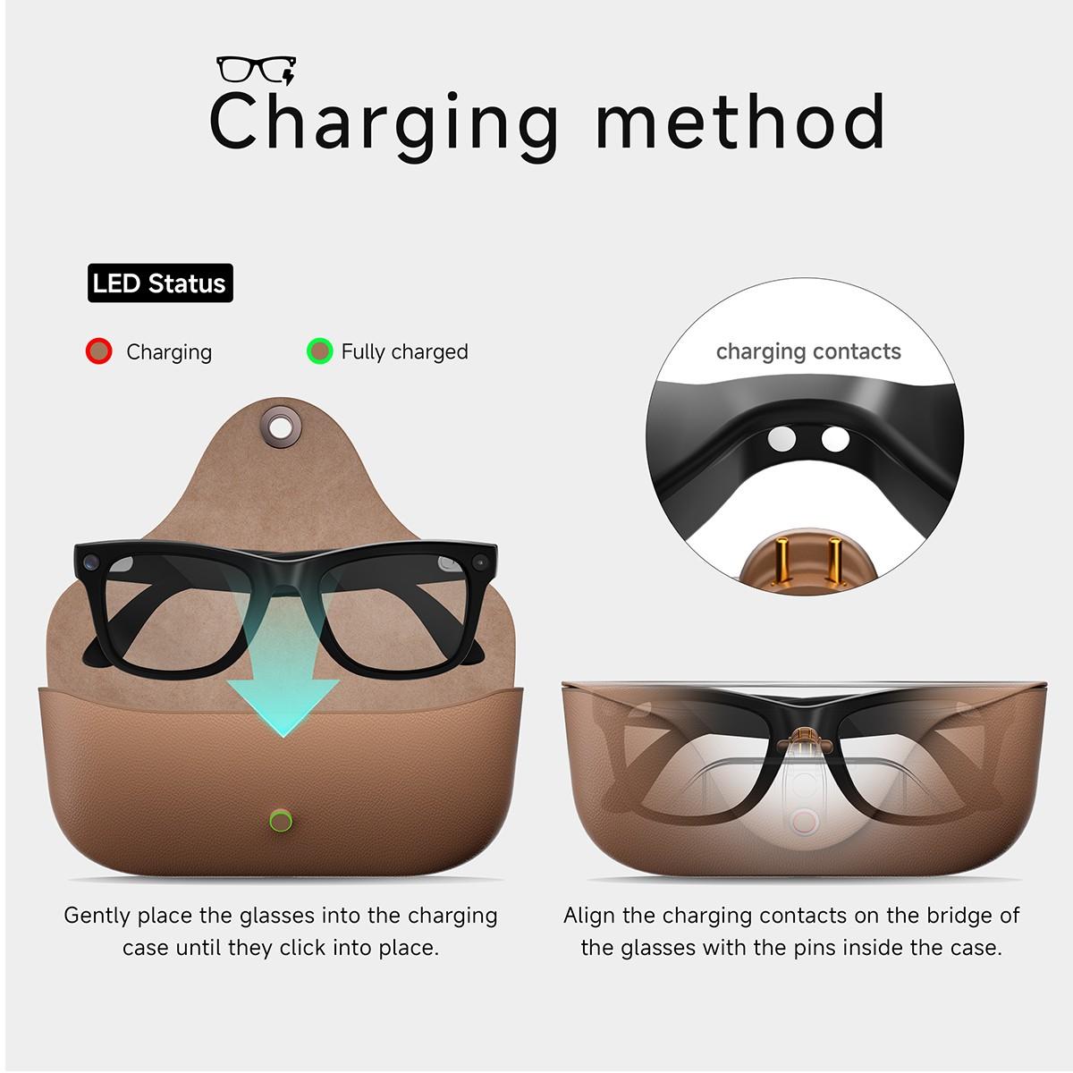 Modern Wearable Smart Glasses Camera, 2026 New Multi-Function Audio Sunglasses, HD Photos Videos, Ai Translator, Bluetooth-compatible Call Music, Touch Control, Charging Case