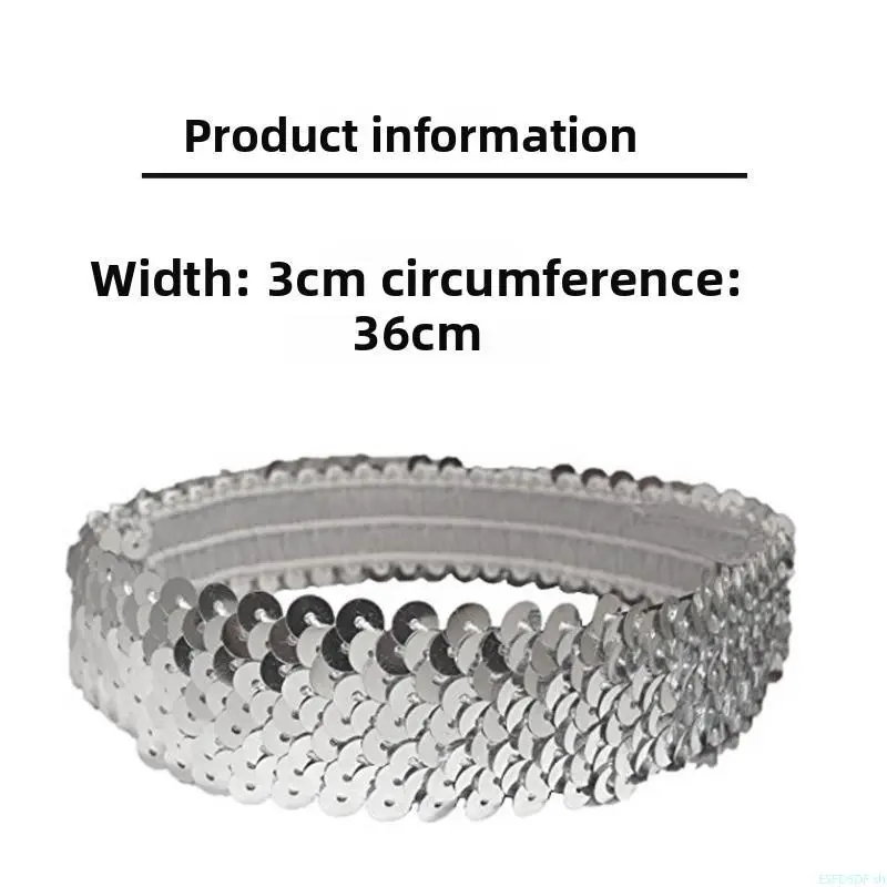 Women's Wide Reversible Sequin Headband - Elastic Stretch Shiny Bag Accessory, Sequin Fabric Hair Decor for Festival, Dance, Fashion-Focused Females home use