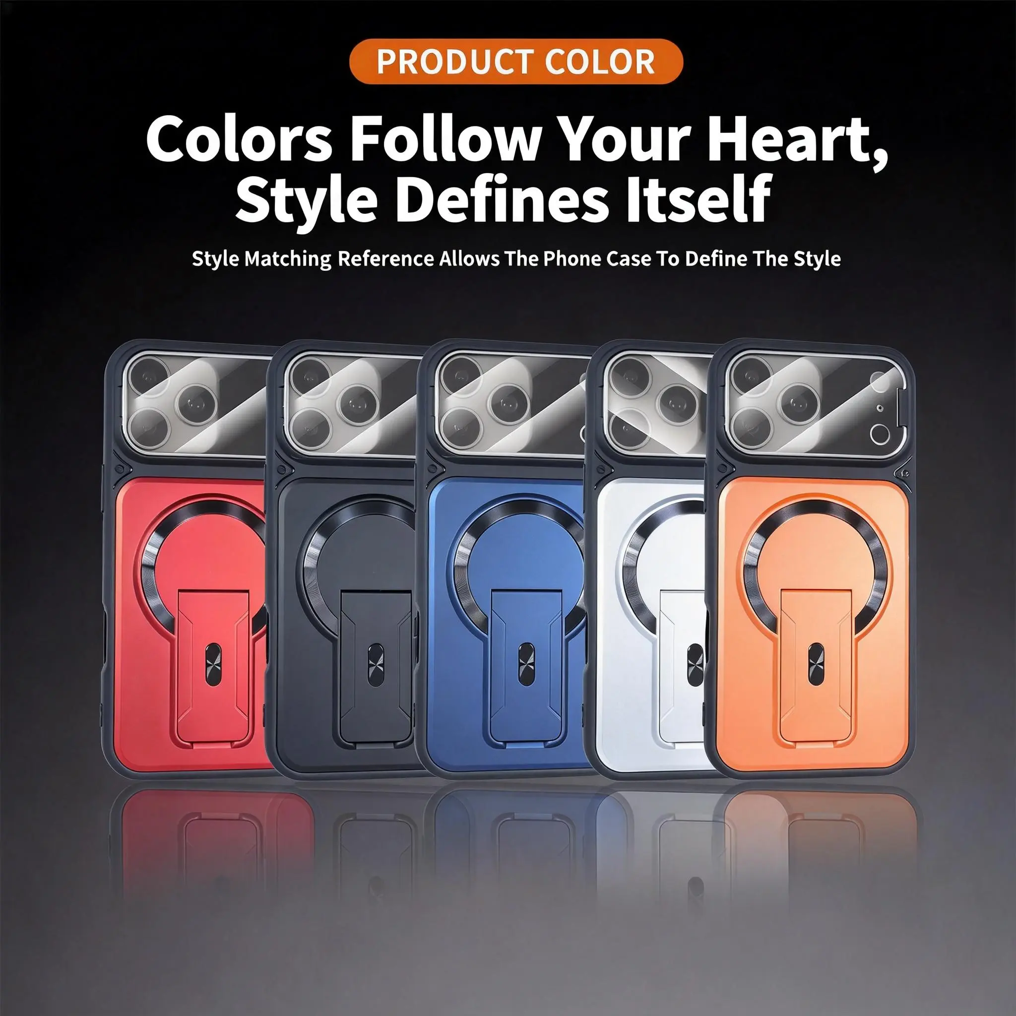 PinDun Magnetic Case with Built-in Kickstand and Integrated Lens Protector – Shockproof and Drop-Resistant; Compatible with iPhone 11, 12, 13, 14, 15, 16, 17, and 18 Pro Max.