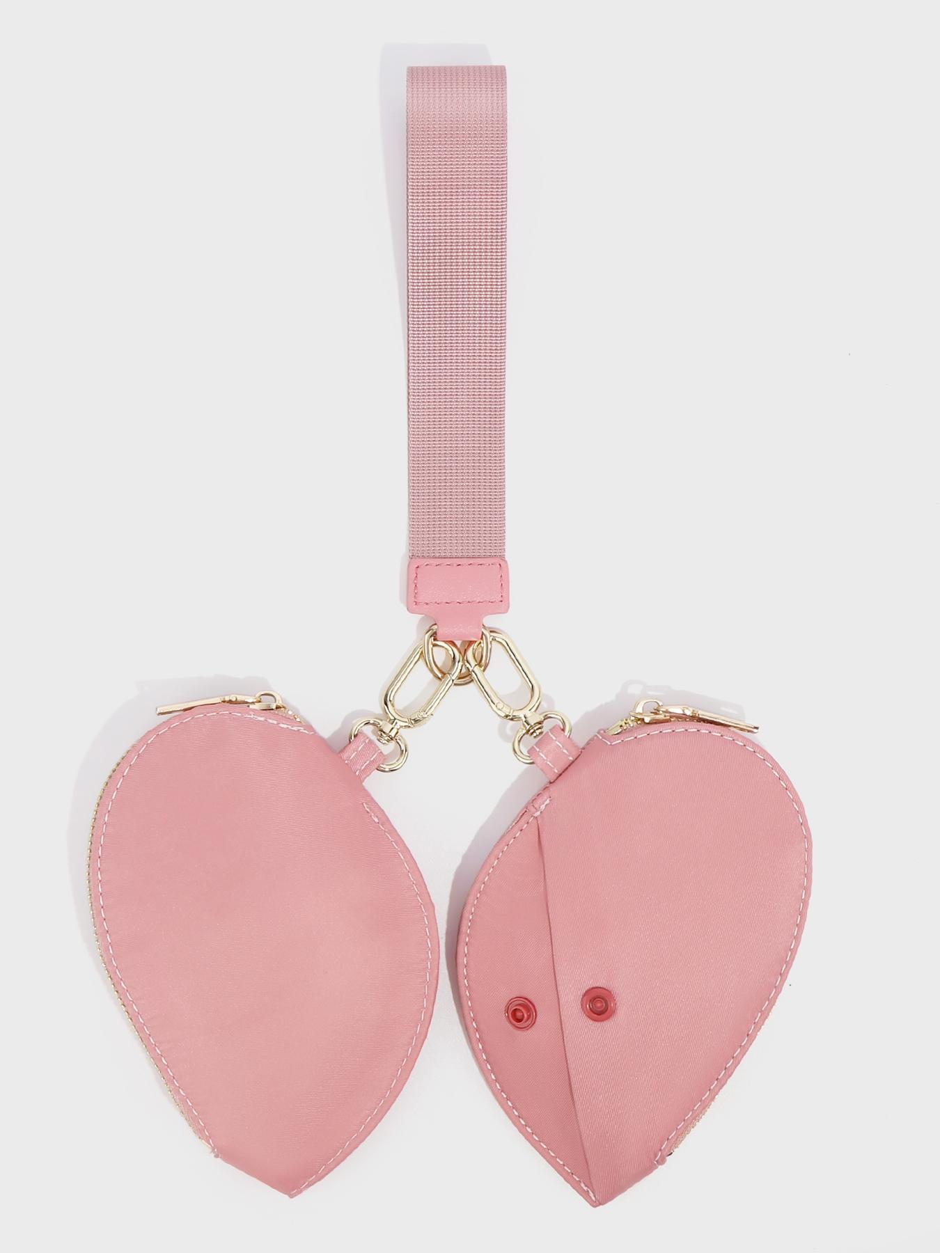 Women's Heart Dual Pouch Wristlet, Small Stylish Keychain Wristlet Strap, Mini Detachable Keychain Wallet, Portable Coin Purse for All Occasions