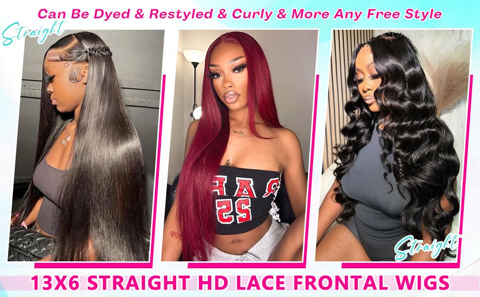 13x6 Lace Front Wigs Human Hair for Women 180 Density HD Transparent Straight Lace Front Wigs Lace Front Wig Human Hair Pre Plucked Glueless Lace Frontal Wigs Natural Black Color
