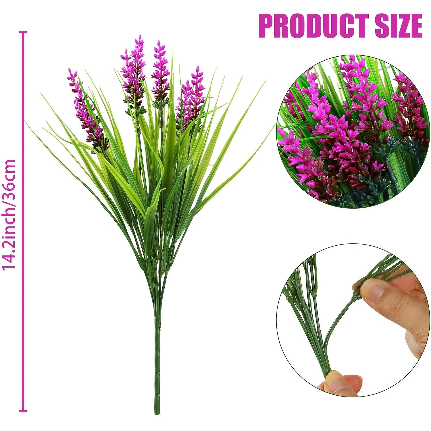 12 Bundles Artificial Lavender Flowers, UV Resistant Fake Lavender Plants, Faux Plastic Greenery for Indoor Outdoor Decoration