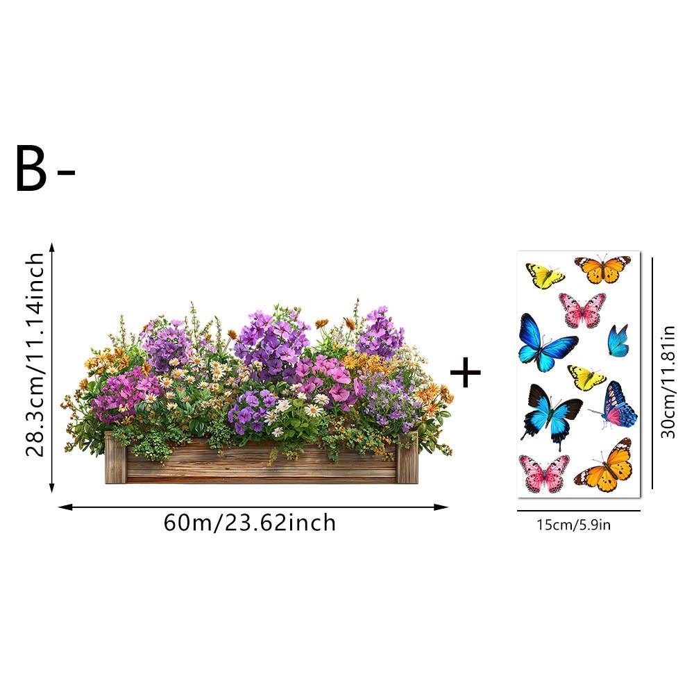 Home Floral Glass Stickers, Butterfly Plant Landscape Static Stickers, Decorative Stickers, Bathroom Bedroom Living Room Window Decor, Reusable Adhesive