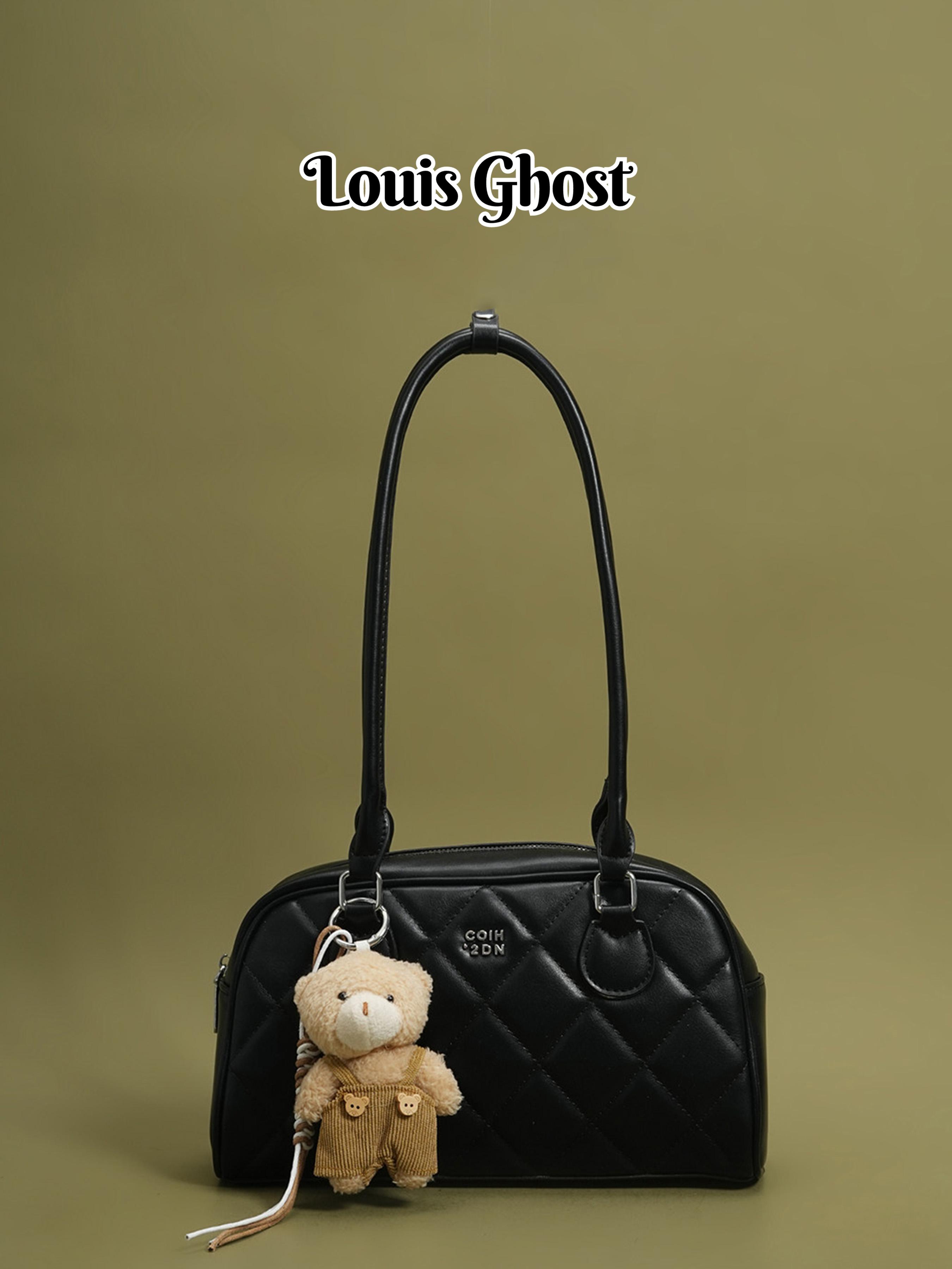 Single-shoulder bag: Cute bowling bag; Japanese sweet style artificial leather women's shoulder bag; designer custom diamond-patterned handbag; trendy retro tote bag; elegant and small daily purse; School-style commuting and date single-shoulder bag