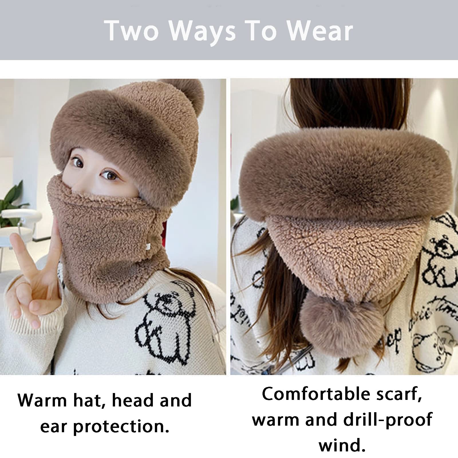 Warm Winter Face Mask Cozy Fleece Balaclava for Women Windproof Ski Mask, Full Coverage Hat, Neck Warmer & Scarf Outdoor Gear for Cold Weather