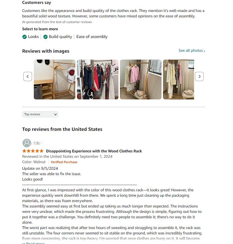 Solid Wood Clothes Rack, Clothing Rack with Shelf and Hook, Sturdy and Portable, Garment Rack for Hanging Clothes,Coats,Skirts,Shoes,Bags,Easy to Assemble (Walnut)