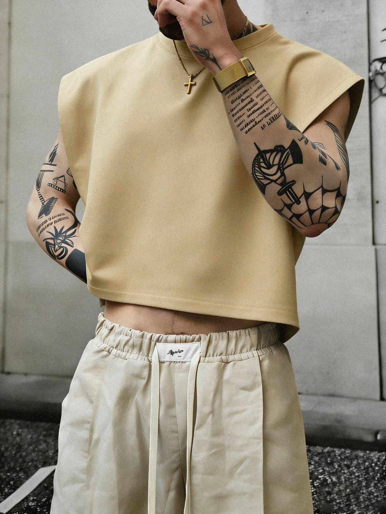 Men's Short Box Vest, Summer Vacation Basic, Eyelet Crafted Tank Top, Fitness Jogging Casual Streetwear, Holiday Gift Choice