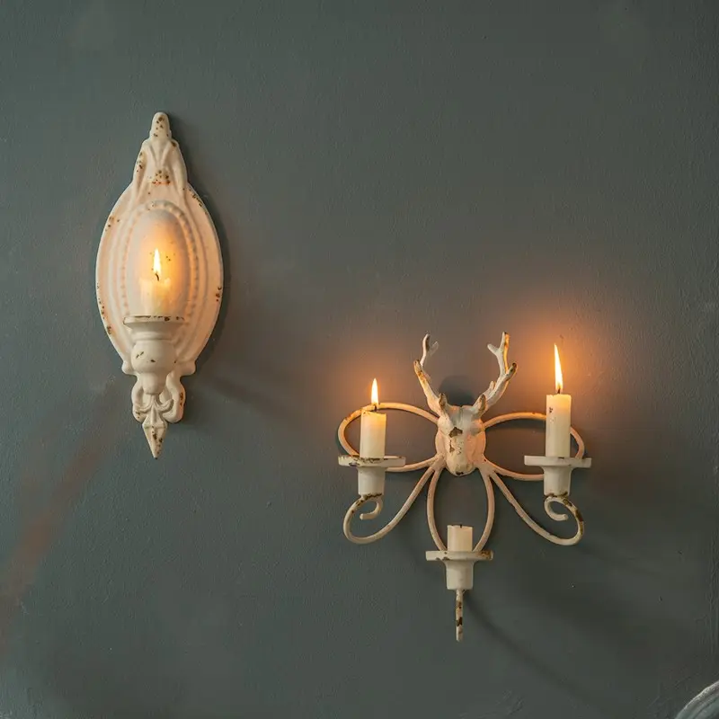 Vintage Rustic Iron Wall Candle Holder, European Style Hollow Design, Romantic Atmosphere, Wall Mounted Candle Rack, Home Decor