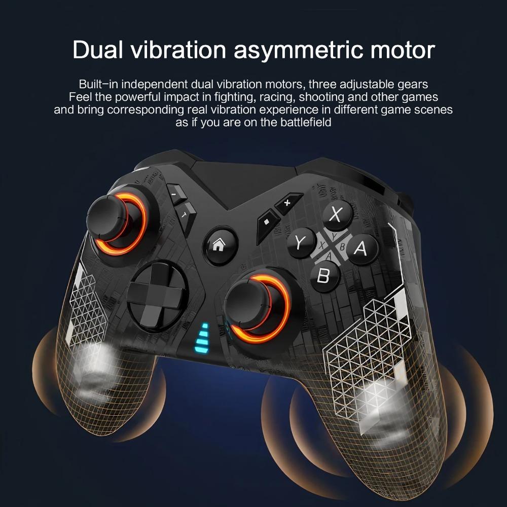 Pro Gaming Wireless Bluetooth Esports Controller for Switch PC Android Steam & Cloud Gaming. Ergonomic Adjustable Grips, High Precision Joysticks, Programmable Macros & Vibration. Dual-Mode Professional Gamepad, Rechargeable Portable Controller.