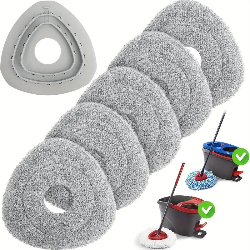 4/5pcs Rotating Mop Replacement Pads + 1 Plastic Triangle Pad, Fits O-Cedar Easywring 1 Tank & Rinseclean 2 Tank System, Spin Mop Replacements