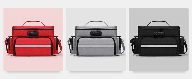 Zannaki Medicine Bag with 3 Removable Pouches, First Aid Bags Empty with Combination Lock, Double Layers Pill Bottle Organizer with Shoulder Strap, Large Medication Travel Storage for Medical Supplies