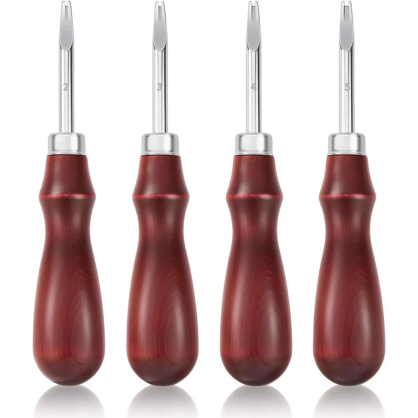 4 PCS Leather Edge Bevelers for Edge Finishing & DIY Leathercraft, Great Gift for Leather Artisans and DIY Enthusiasts, 4 Sizes: 0.8mm 1mm 1.5mm 2mm