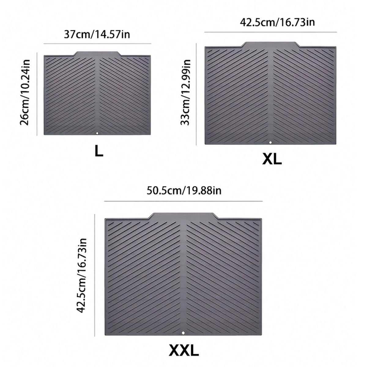 1pc Multifunctional Silicone Kitchen Drain Mat - Non-Slip, Quick-Dry, Heat-Resistant Dish Drying Mat with Water-Control Design, Grey - Ideal for Countertop, Bar & Sink Use