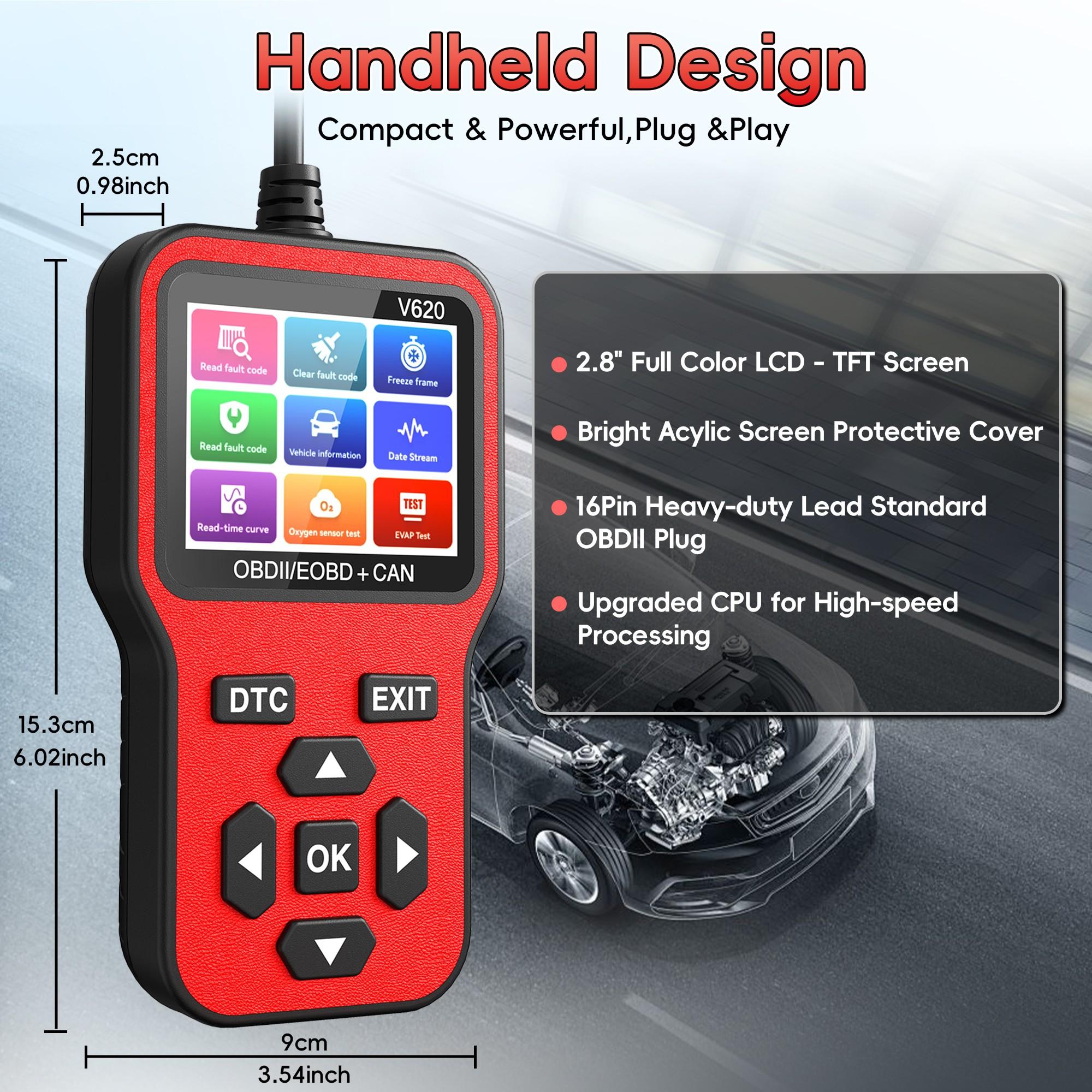 Professional Obd2 Scanner Diagnostic Tool, Automotive OBD2 Scanner with Upgrade Battery Tester - Diagnostic Tool for Cars That Check Engine Light & Emissions Readiness Read and Clears Vehicle Error Codes for All OBD II Protocol Vehicles Since 1996
