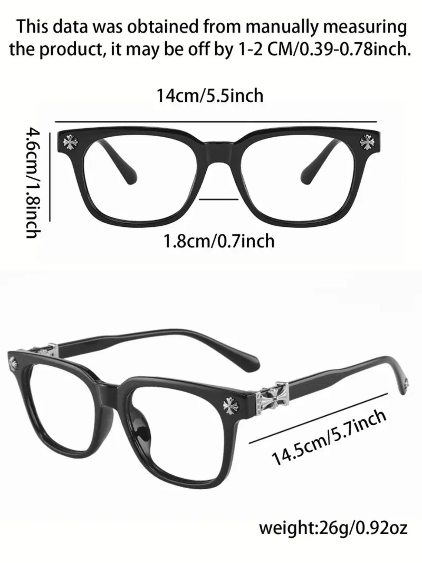 Fashion Metal Square Frame Flat Light Lens Outdoor Versatile Anti-Blue Light Stylish Protective Glasses, Casual Style, All Seasons, Solid Color Design