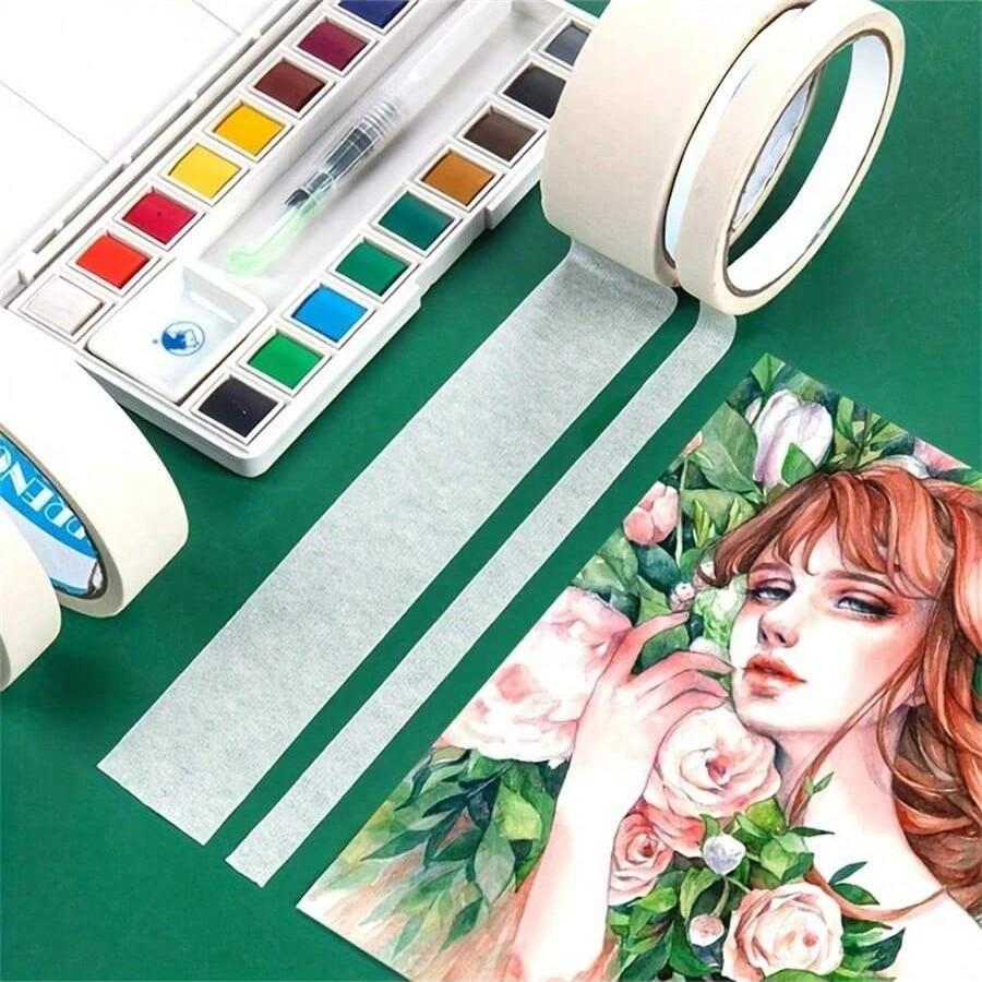 3 Roll Removable Masking Tape (0.59/0.79/1.18 Inches X 394 Inches), Artistic Watercolor Sketch Drawing Painting Frame, Medium Adhesion Adhesive, Paper Art Supplies