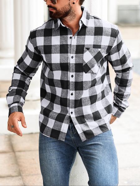 1 PCS Men's Long Sleeve Plaid Shirt, Casual Outdoor Workwear, Ideal Layering for Fall & Winter, Perfect for Men's Daily Wear