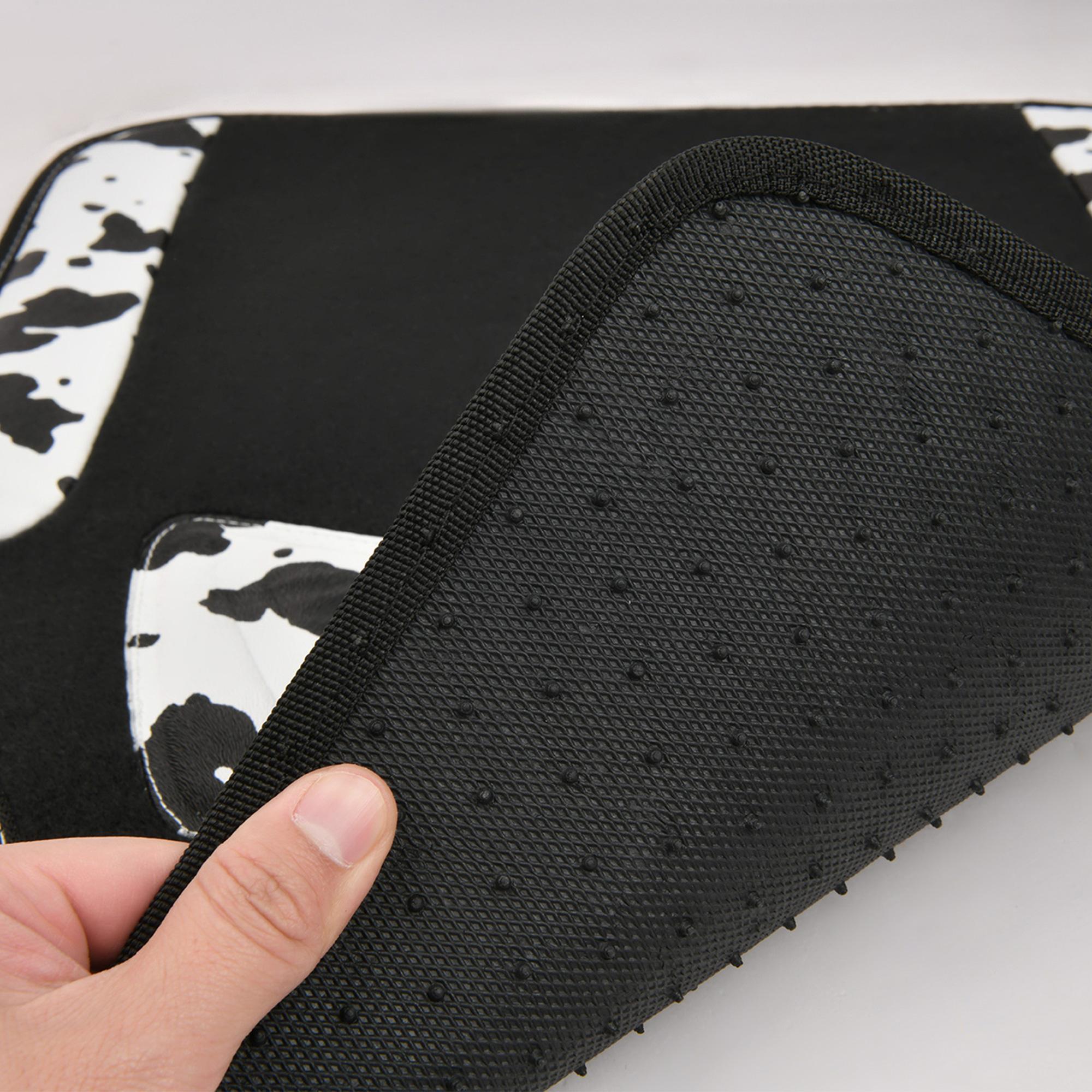 CAR PASS Waterproof Universal Fit Car Floor Mats, Cow Print Car Mats Fit for SUV,Vans,sedans, Trucks,Heel Backing,Cute Women Girly Funny Black White