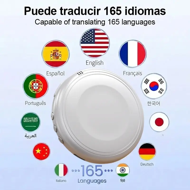 Bluetooth Language Translation Tutor, Portable Translator - Spanish and English Practice Companion, Supporting 165 Languages, Offering Accent Assistance for Restaurant Scenarios, Compatible with Multiple Accents, Covering 165 Languages