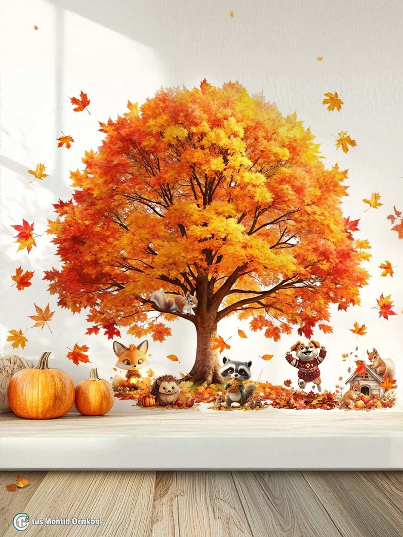 Creative Maple Leaf Stickers for Living Room Bedroom Bathroom Background Wall Decor, Easy-To-Apply Removable Decals