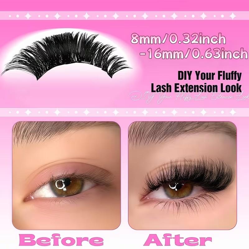 Lash Clusters 80D DIY Cluster Lashes Volume Eyelash Clusters Eyelash Extensions False Eyelashes Black Individual Lashes Super Thin Lash Band Wispy Lash Extension at Home DIY Dramatic Lashes, Lengthening Volumizing Lashes (60D,8-16mm)
