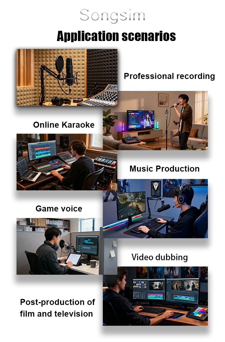 X7 Professional Streaming Sound Card, Mixer Sound Card, Full Metal Body, 48v Phantom Power, Clear No Noise, High-Quality Audio Recording & Output