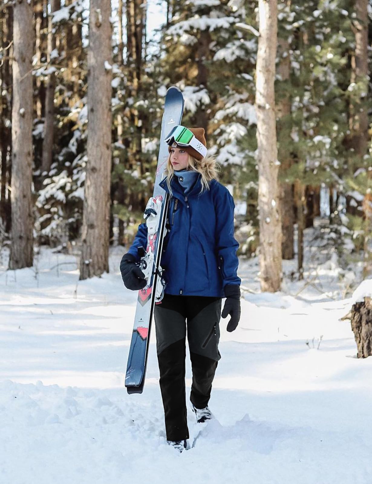 TBMPOY Women's Winter Hiking Ski Snowboarding Pants Winter Waterproof Softshell Insulated Trousers