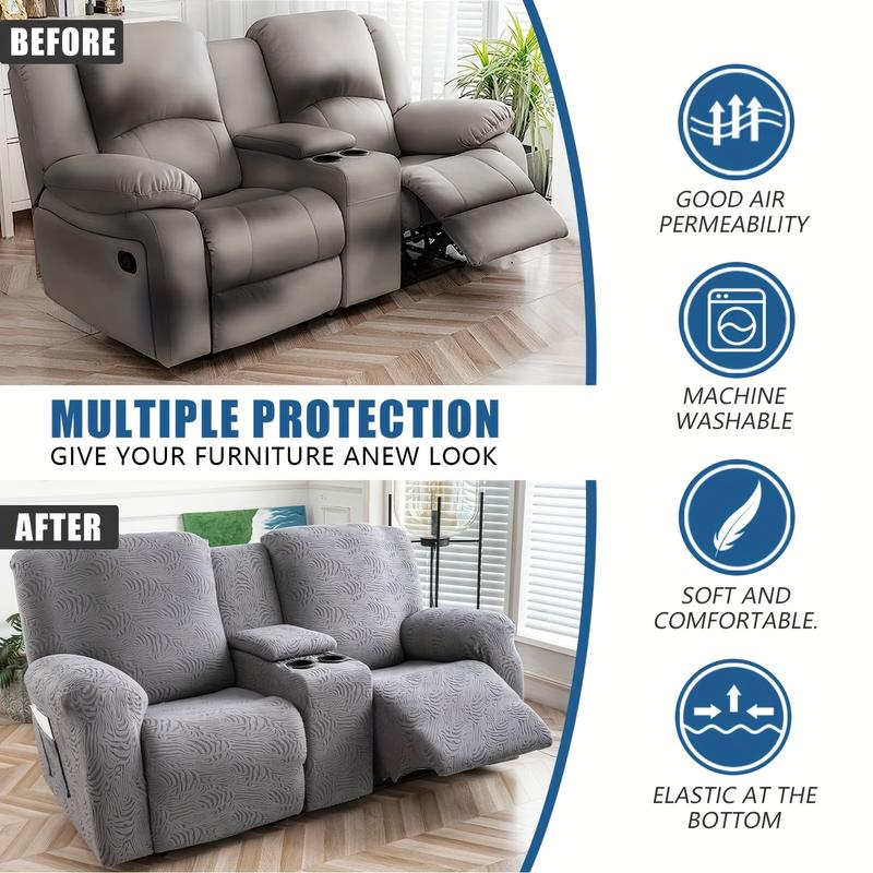 Recliner Loveseat Cover with Middle Console - Stretch Jacquard Sofa Slipcover for 2-Seat Reclining Couches with Elastic Straps & Furniture Protector #TikTokShopHolidayHaul