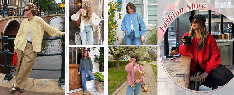 SCUSTY Women's Casual Long Sleeve Crewneck Button Down Cardigan Sweater Knit Outwear Loose Fit Solid Color Knitwear for Spring Fall SCUSTY Women's Casual Long Sleeve Crewneck Button Down Cardigan Sweater Knit Outwear Loose Fit Solid Color Knitwear for Spring Fall